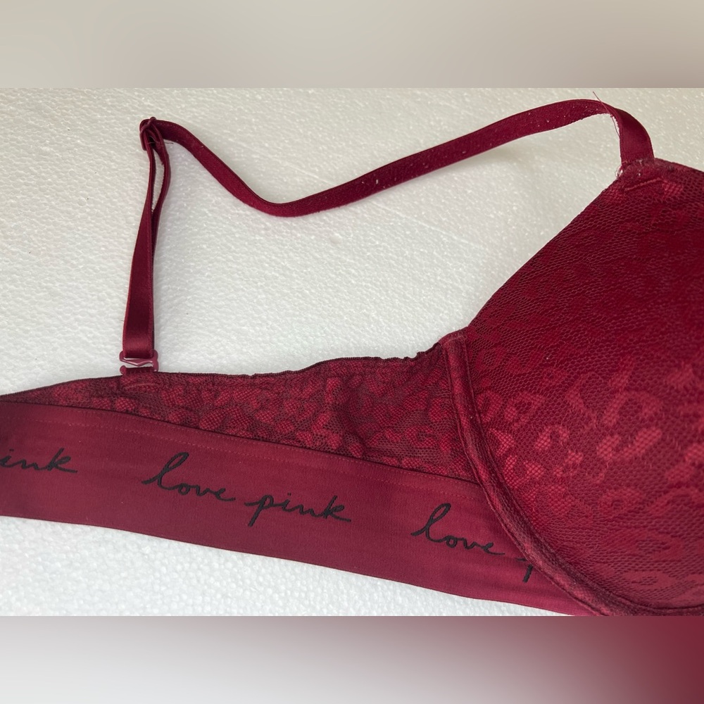 PINK Victoria's Secret Burgundy Lace Bra - Picture 7 of 7